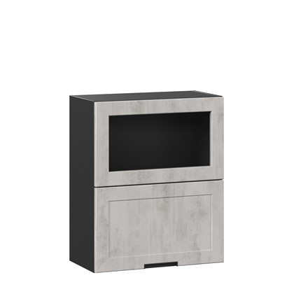 Кухонный шкаф 600 горизонтальный с 2 складными дверями Джамис ЛД 296.970.000.083, Чёрный/Белый камень в Южно-Сахалинске - изображение