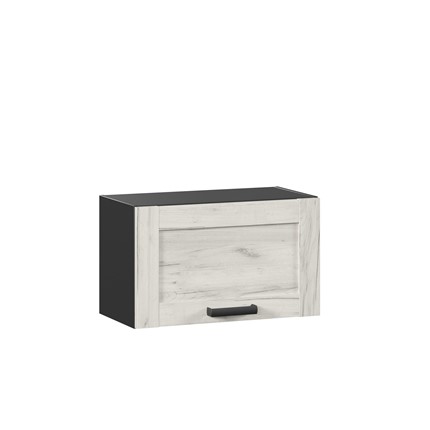 Навесной шкаф 600 горизонтальный Винченца 234.710.000.091, Чёрный/Дуб Крафт белый в Южно-Сахалинске - изображение