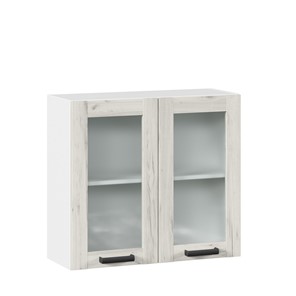 Навесной кухонный шкаф 800 со стеклом Винченца ЛД 234.360.000.033 Белый/Дуб Крафт белый в Южно-Сахалинске