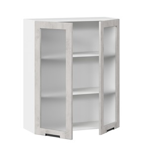 Кухонный шкаф 800 высокий со стеклом Джамис ЛД 296.460.000.030, Белый/Белый камень в Южно-Сахалинске - предосмотр 1