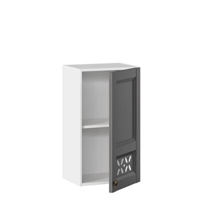 Навесной кухонный шкаф Амели-3 400 ЛД 299.320.000.023, Белый/Оникс серый в Южно-Сахалинске - предосмотр 1