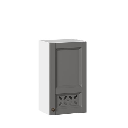 Навесной кухонный шкаф Амели-3 400 ЛД 299.320.000.023, Белый/Оникс серый в Южно-Сахалинске - изображение