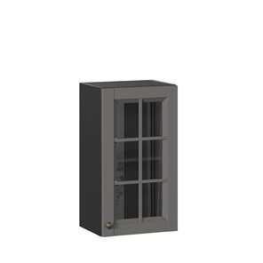 Шкаф настенный Амели-3 400 со стеклом ЛД 299.320.000.026, Черный/Оникс серый в Южно-Сахалинске - предосмотр