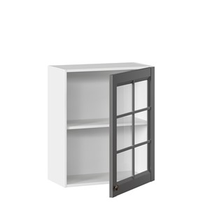 Кухонный навесной шкаф Амели-3 600 со стеклом ЛД 299.350.000.030, Белый/Оникс серый в Южно-Сахалинске - предосмотр 1