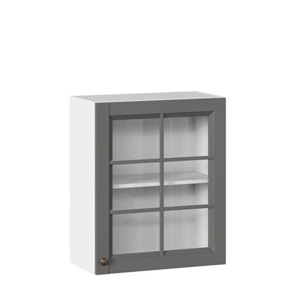 Кухонный навесной шкаф Амели-3 600 со стеклом ЛД 299.350.000.030, Белый/Оникс серый в Южно-Сахалинске - изображение