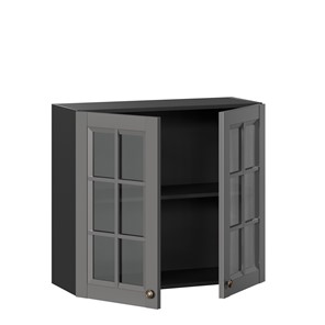 Настенный шкаф Амели-3 800 со стеклом ЛД 299.360.000.036, Черный/Оникс серый в Южно-Сахалинске - предосмотр 1