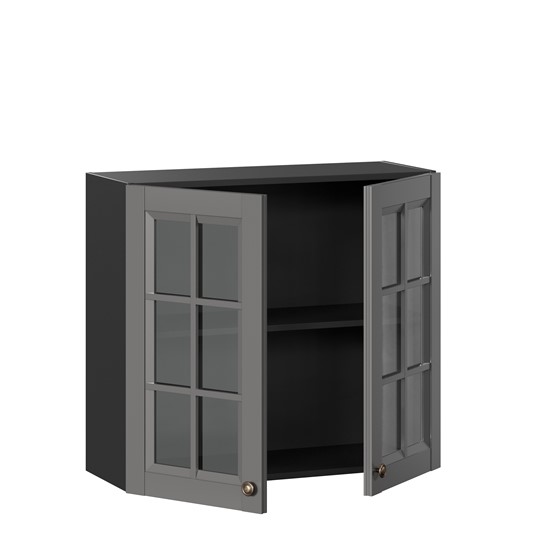 Настенный шкаф Амели-3 800 со стеклом ЛД 299.360.000.036, Черный/Оникс серый в Южно-Сахалинске - изображение 1