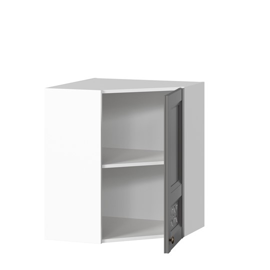 Навесной кухонный шкаф Амели-3 угловой 600 ЛД 299.610.000.055, Белый/Оникс серый в Южно-Сахалинске - изображение 1