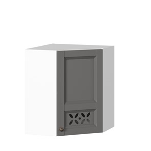 Навесной кухонный шкаф Амели-3 угловой 600 ЛД 299.610.000.055, Белый/Оникс серый в Южно-Сахалинске - предосмотр