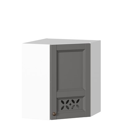 Навесной кухонный шкаф Амели-3 угловой 600 ЛД 299.610.000.055, Белый/Оникс серый в Южно-Сахалинске - изображение
