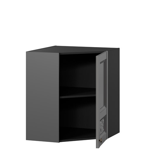 Кухонный навесной шкаф Амели-3 угловой 600 ЛД 299.610.000.056, Черный/Оникс серый в Южно-Сахалинске - изображение 1