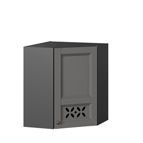 Кухонный навесной шкаф Амели-3 угловой 600 ЛД 299.610.000.056, Черный/Оникс серый в Южно-Сахалинске - предосмотр