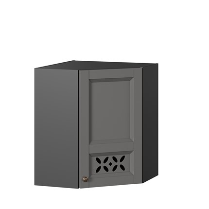 Кухонный навесной шкаф Амели-3 угловой 600 ЛД 299.610.000.056, Черный/Оникс серый в Южно-Сахалинске - изображение