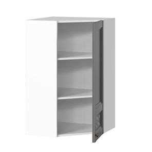 Кухонный навесной шкаф Амели-3 угловой 600 высокий ЛД 299.620.000.057, Белый/Оникс серый в Южно-Сахалинске - предосмотр 1