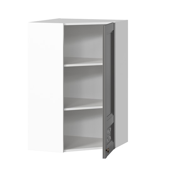 Кухонный навесной шкаф Амели-3 угловой 600 высокий ЛД 299.620.000.057, Белый/Оникс серый в Южно-Сахалинске - изображение 1