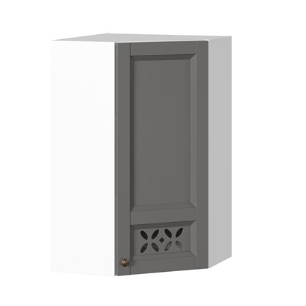 Кухонный навесной шкаф Амели-3 угловой 600 высокий ЛД 299.620.000.057, Белый/Оникс серый в Южно-Сахалинске - изображение