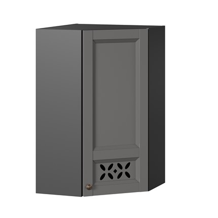 Шкаф навесной Амели-3 угловой 600 высокий ЛД 299.620.000.058, Черный/Оникс серый в Южно-Сахалинске - изображение