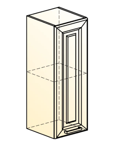 Шкаф настенный Атланта L200 H720 (1 дв. гл.) эмаль (белый/белый глянец патина золото) в Южно-Сахалинске - изображение 1