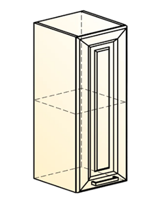 Навесной кухонный шкаф Атланта L300 Н720 (1 дв. гл.) эмаль (белый/белый глянец патина золото) в Южно-Сахалинске - предосмотр 1
