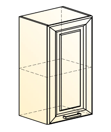 Кухонный шкаф Атланта L400 Н720 (1 дв. гл.) эмаль (белый/сливки патина платина) в Южно-Сахалинске - изображение 1