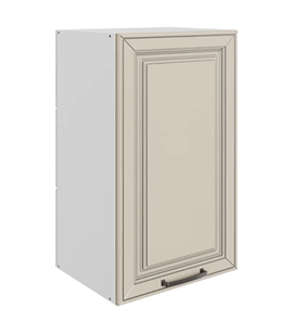 Кухонный шкаф Атланта L400 Н720 (1 дв. гл.) эмаль (белый/сливки патина платина) в Южно-Сахалинске - предосмотр