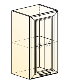 Кухонный шкаф Атланта L400 Н720 (1 дв. рам.) эмаль (белый/белый глянец патина золото) в Южно-Сахалинске - предосмотр 1