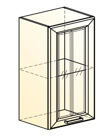 Кухонный шкаф Атланта L400 Н720 (1 дв. рам.) эмаль (белый/белый глянец патина золото) в Южно-Сахалинске - изображение 1