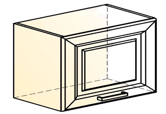 Настенный шкаф Атланта L500 Н360 (1 дв. гл.) эмаль (белый/белый глянец патина золото) в Южно-Сахалинске - изображение 1