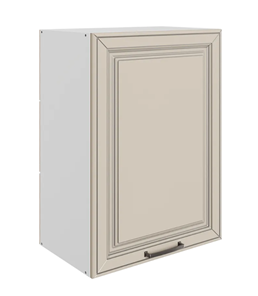 Кухонный шкаф Атланта L500 Н720 (1 дв. гл.) эмаль (белый/сливки патина платина) в Южно-Сахалинске - предосмотр