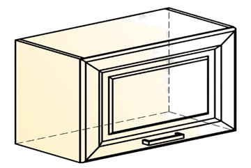 Навесной шкаф Атланта L600 Н360 (1 дв. гл.) эмаль (белый/белый глянец патина золото) в Южно-Сахалинске - предосмотр 1