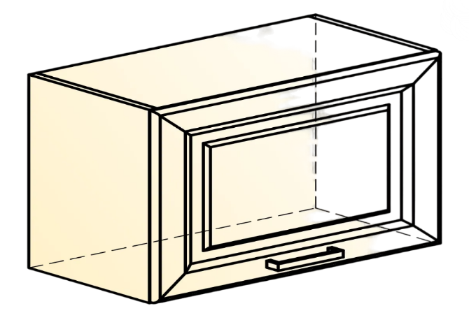 Навесной шкаф Атланта L600 Н360 (1 дв. гл.) эмаль (белый/белый глянец патина золото) в Южно-Сахалинске - изображение 1