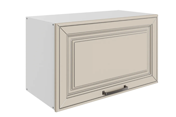 Навесной кухонный шкаф Атланта L600 Н360 (1 дв. гл.) эмаль (белый/сливки патина платина) в Южно-Сахалинске - предосмотр