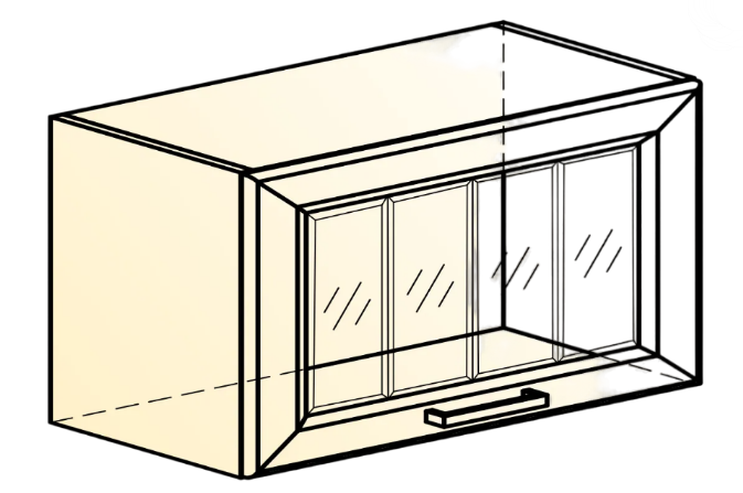 Шкаф кухонный Атланта L600 Н360 (1 дв. рам.) эмаль (белый/белый глянец патина золото) в Южно-Сахалинске - изображение 1