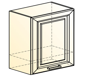 Кухонный шкаф Атланта L600 Н566 (1 дв. гл.) эмаль (белый/сливки патина платина) в Южно-Сахалинске - предосмотр 1