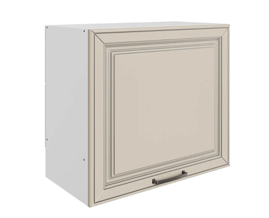 Кухонный шкаф Атланта L600 Н566 (1 дв. гл.) эмаль (белый/сливки патина платина) в Южно-Сахалинске - изображение