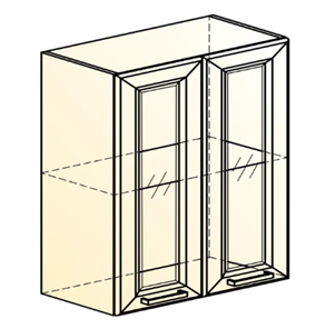Кухонный шкаф Атланта L600 Н720 (2 дв. рам.) эмаль (белый/белый глянец патина золото) в Южно-Сахалинске - предосмотр 1
