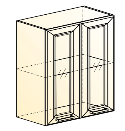 Кухонный шкаф Атланта L600 Н720 (2 дв. рам.) эмаль (белый/белый глянец патина золото) в Южно-Сахалинске - изображение 1
