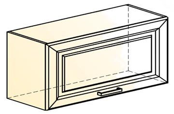 Навесной кухонный шкаф Атланта L800 Н360 (1 дв. гл.) эмаль (белый/белый глянец патина золото) в Южно-Сахалинске - предосмотр 1