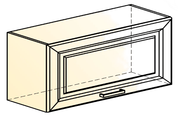 Навесной кухонный шкаф Атланта L800 Н360 (1 дв. гл.) эмаль (белый/белый глянец патина золото) в Южно-Сахалинске - изображение 1