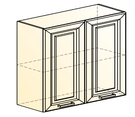 Шкаф настенный Атланта L800 Н720 (2 дв. гл.) эмаль (белый/белый глянец патина золото) в Южно-Сахалинске - изображение 1