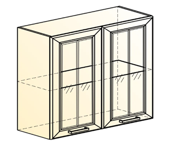 Шкаф кухонный Атланта L800 Н720 (2 дв. рам.) эмаль (белый/белый глянец патина золото) в Южно-Сахалинске - предосмотр 1