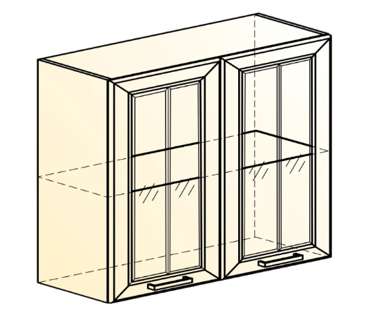 Шкаф кухонный Атланта L800 Н720 (2 дв. рам.) эмаль (белый/белый глянец патина золото) в Южно-Сахалинске - изображение 1