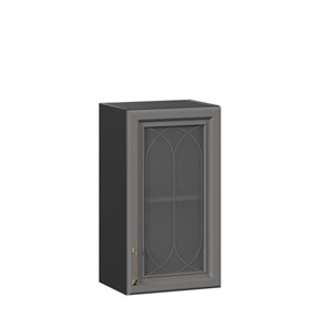 Настенный шкаф Джелатто 400 со стеклом ЛД 241.320.000.144, Черный/Оникс серый в Южно-Сахалинске - предосмотр