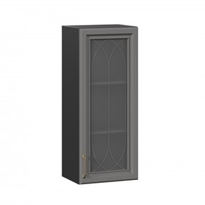 Настенный шкаф Джелатто 400 высокий со стеклом ЛД 241.420.000.152, Черный/Оникс серый в Южно-Сахалинске - предосмотр