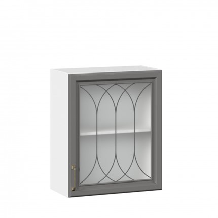Шкаф навесной Джелатто 600 со стеклом ЛД 241.350.000.105, Белый/Оникс серый в Южно-Сахалинске - изображение