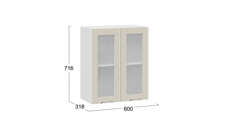 Навесной кухонный шкаф Кимберли 1В6С (Белый, Крем) в Южно-Сахалинске - изображение 2