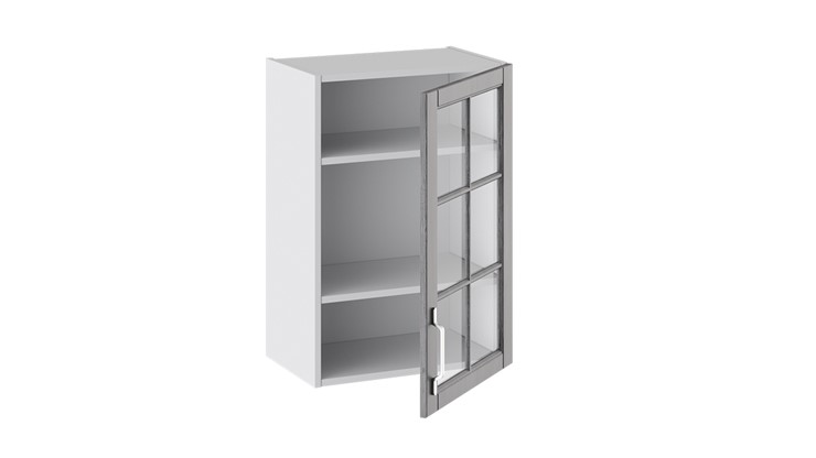 Кухонный шкаф Прованс (Белый глянец/Санторини темный) со стеклом В_72-50_1ДРс в Южно-Сахалинске - изображение 1