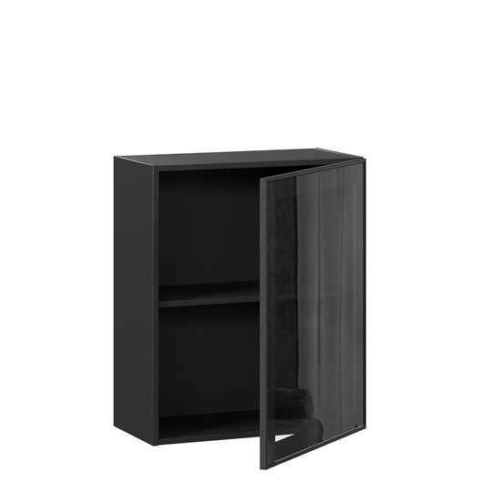 Шкаф настенный со стеклом 600 Индиго ЛД 298.350.000.063, Чёрный/Чёрный в Южно-Сахалинске - изображение 1
