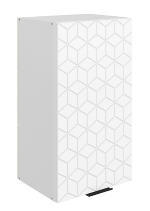 Шкаф на кухню Стоун L400 Н720 (1 дв. гл.) с фрезировкой (белый/джелато софттач) в Южно-Сахалинске - изображение