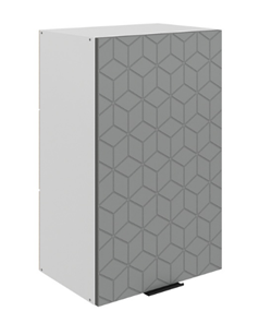 Кухонный навесной шкаф Стоун L450 Н720 (1 дв. гл.) с фрезировкой (белый/оникс софттач) в Южно-Сахалинске - предосмотр